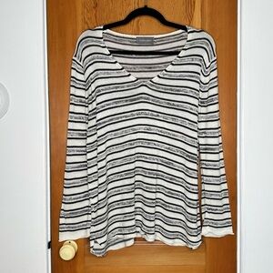 wooden ships striped v-neck long sleeve sweater